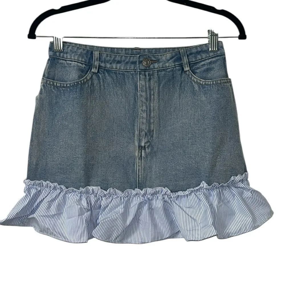 English Factory Girls Kids Denim Blue and White Skirts(Size 13/14)